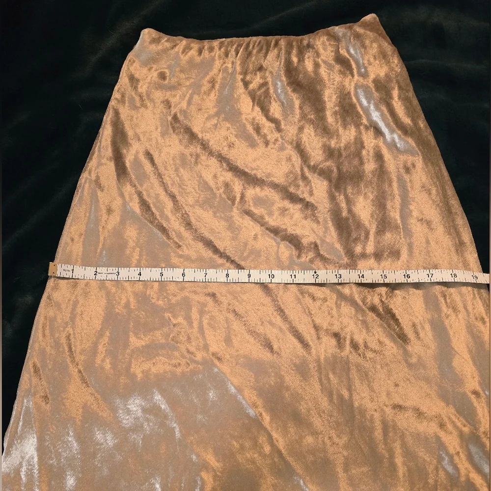 Polo Ralph Lauren Lush Velvet Flared Silver Midi Skirt | Sz 6 - Picture 12 of 16